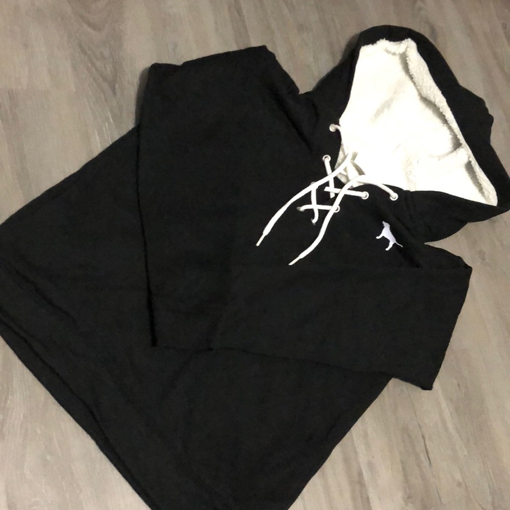 Victoria’s Secret PINK Sherpa lace up campus hoodie